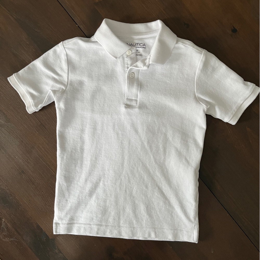 Nautica Boys White Short Sleeve Polo